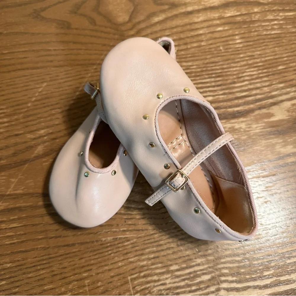 Zara Terez Blush Pink Mary Jane Flats with Gold Studs